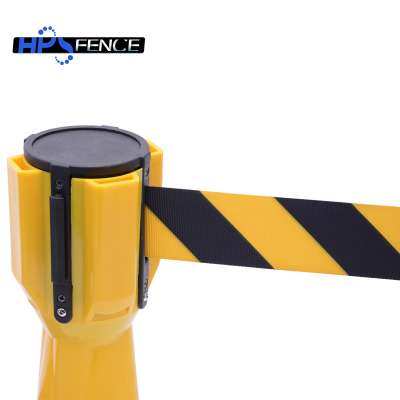 Length 5m yellow street temporary plastic retractable belt barrier